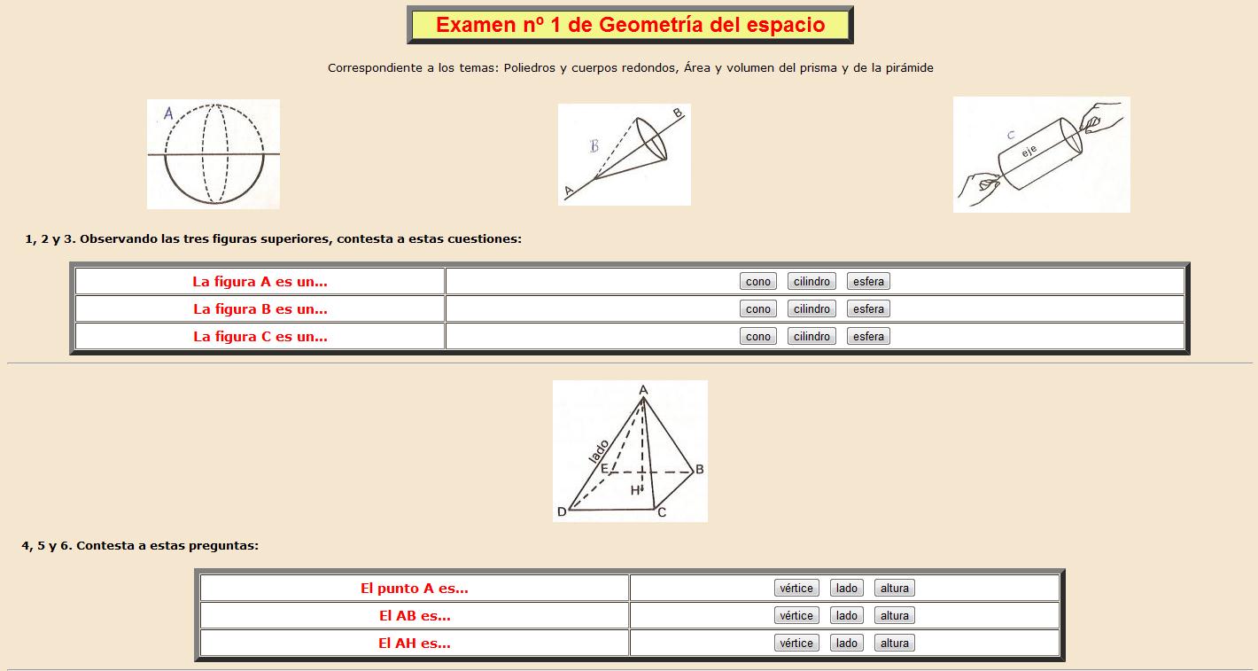 Examen nº 1 de Geometría del espacio | Recurso educativo 38131