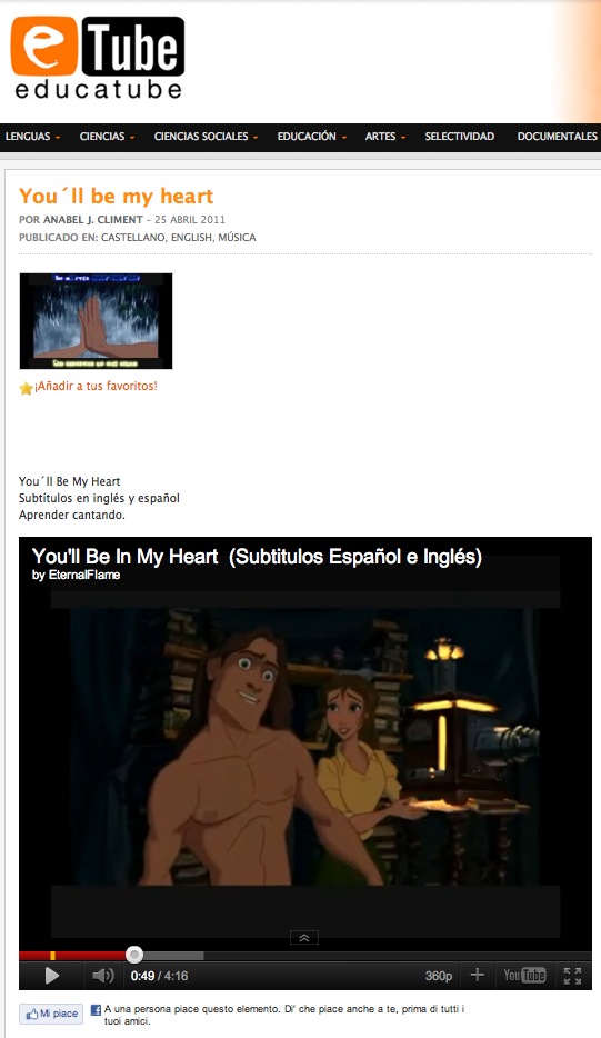 Video: You'll be in my heart, Tarzan | Recurso educativo 39617
