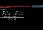 Suma y Resta de Fracciones Algebraicas Homogéneas | Recurso educativo 403334